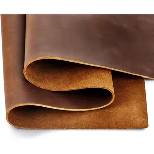 Genuine Leather Tooling Sheets 1.8-2.0MM Thick Full Grain Oil Tan Crazy Horse Cowhide for Crafts Tooling Sewing Wallet Earring Hobby (Brown, 8"x12")