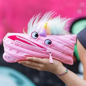 ZIPIT Unicorn Pouch - Cute Pink Makeup Bag for Girls with Shimmering Horn & Soft Mane | Fun Pencil Case, Cosmetic Organizer, Zipper Storage for School & Travel