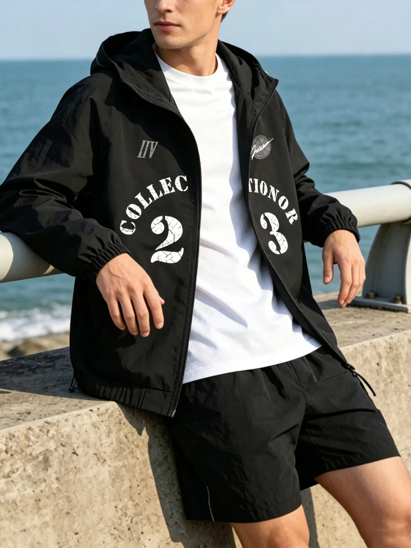 Men’s jacket for spring/autumn, American collegiate style workwear aviator jacket with hood, casual jacket