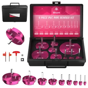 9 Pcs PVC Pipe Reamer Kit With 1/2 inch, 3/4 inch, 1 inch, 1-1/4inch, 1-1/2inch, 2inch, 2-1/2inch, 3inch, 4inch, PVC Fitting Saver, PVC Reamer, Aluminum PVC Socket Saver for SCH40 PVC CPVC ABS Pipe Pipe Expander Heads