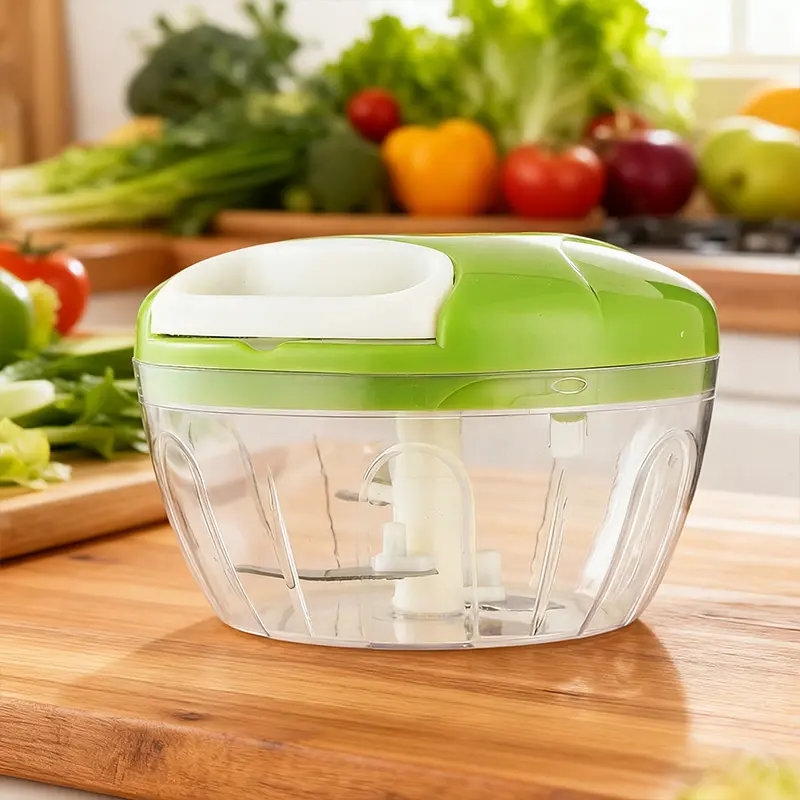 Household Pull Type Garlic Blender Durable PP PS Body 420 Stainless Steel Blade Flexible Chopping Multi-use Food Shredder