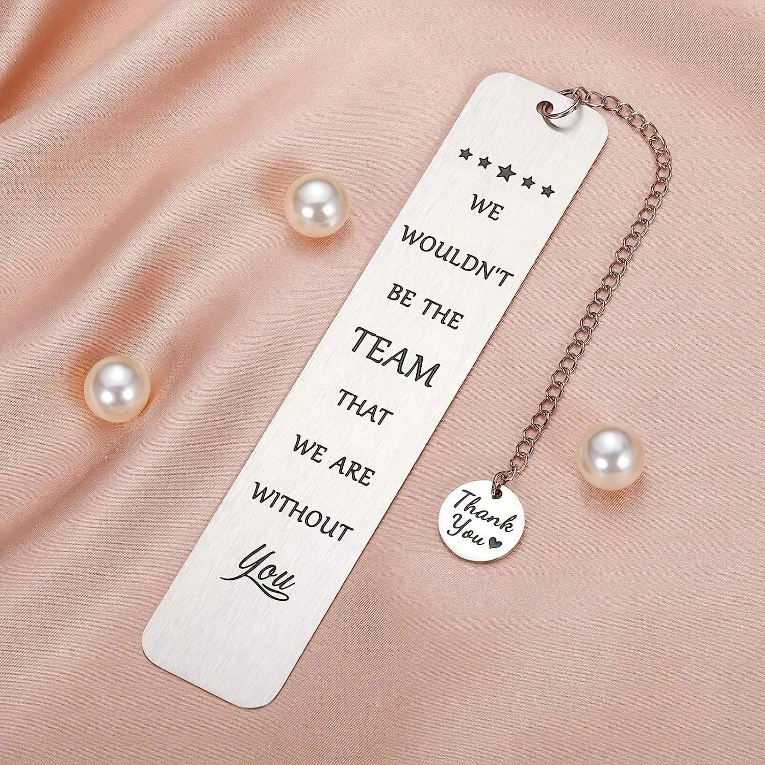 Stainless Steel Bookmark, 1 Count Letter Pattern Bookmark with Chain, Creative Bookmark for Office School, Gift for Coach, Boss, Teacher