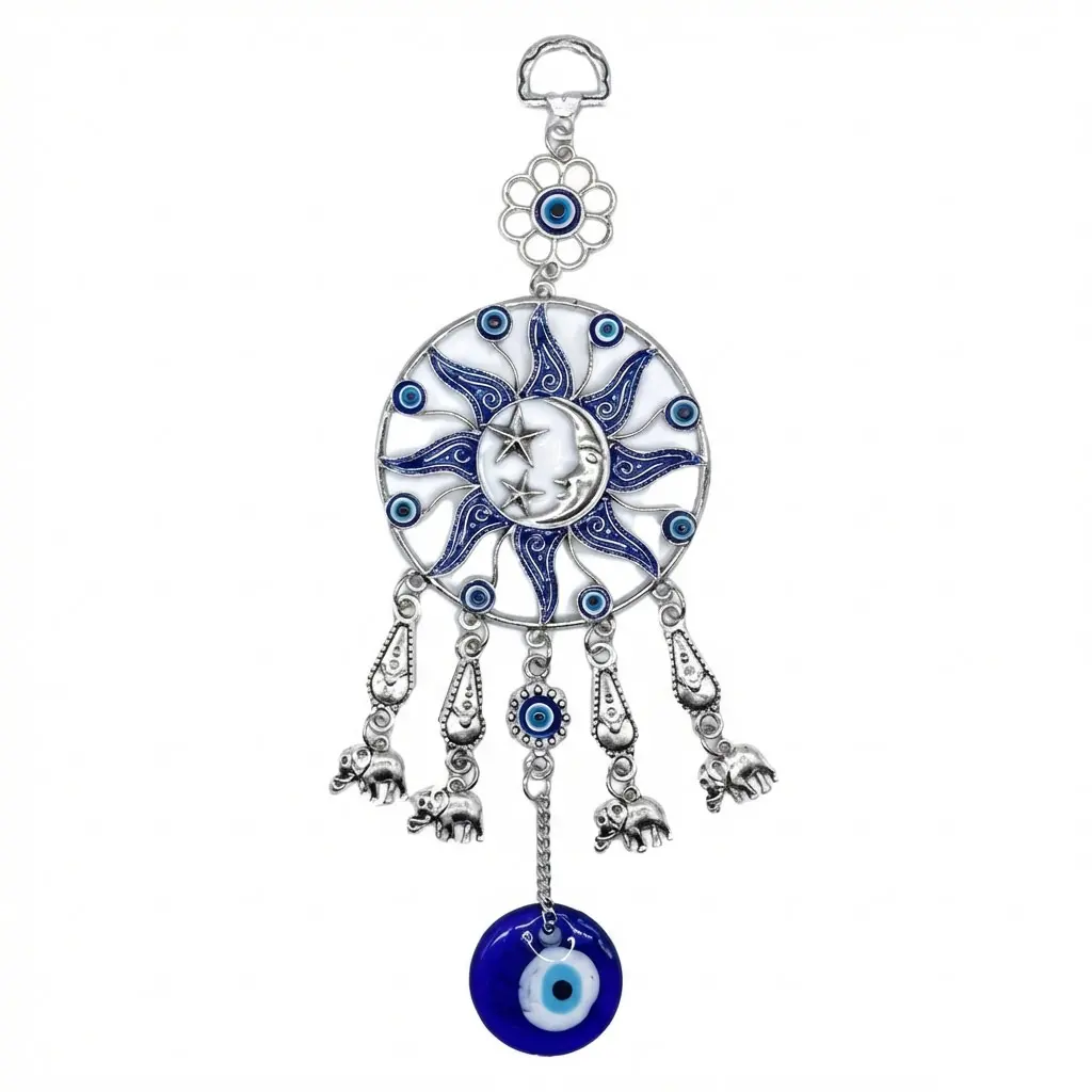 Celestial Evil Eye Wall Hanging — Sun & Moon Protection Charm Celestial Evil Eye Wall Hanging — Sun & Moon Protection Charm