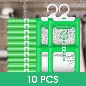 Moisture Absorbers 10 Pack Set, Hanging Closet Dehumidifier Bags, Humidity Packs, Desiccant, Closet Dehumidifiers With Fragrance Free