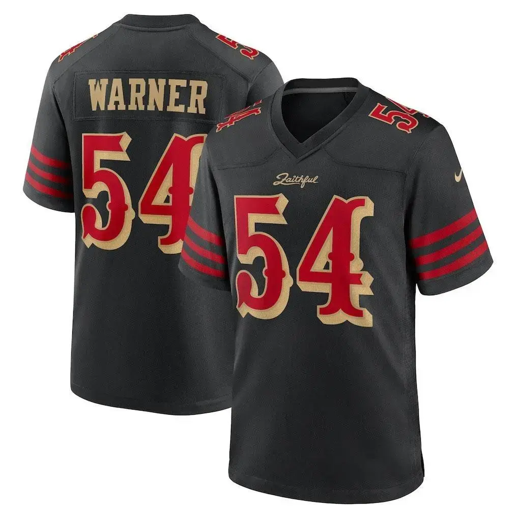 Warner #54 Football Jersey Black Game Jersey for Men & Women - Unisex Football Jersey Black Number 54 Lightweight Shirt