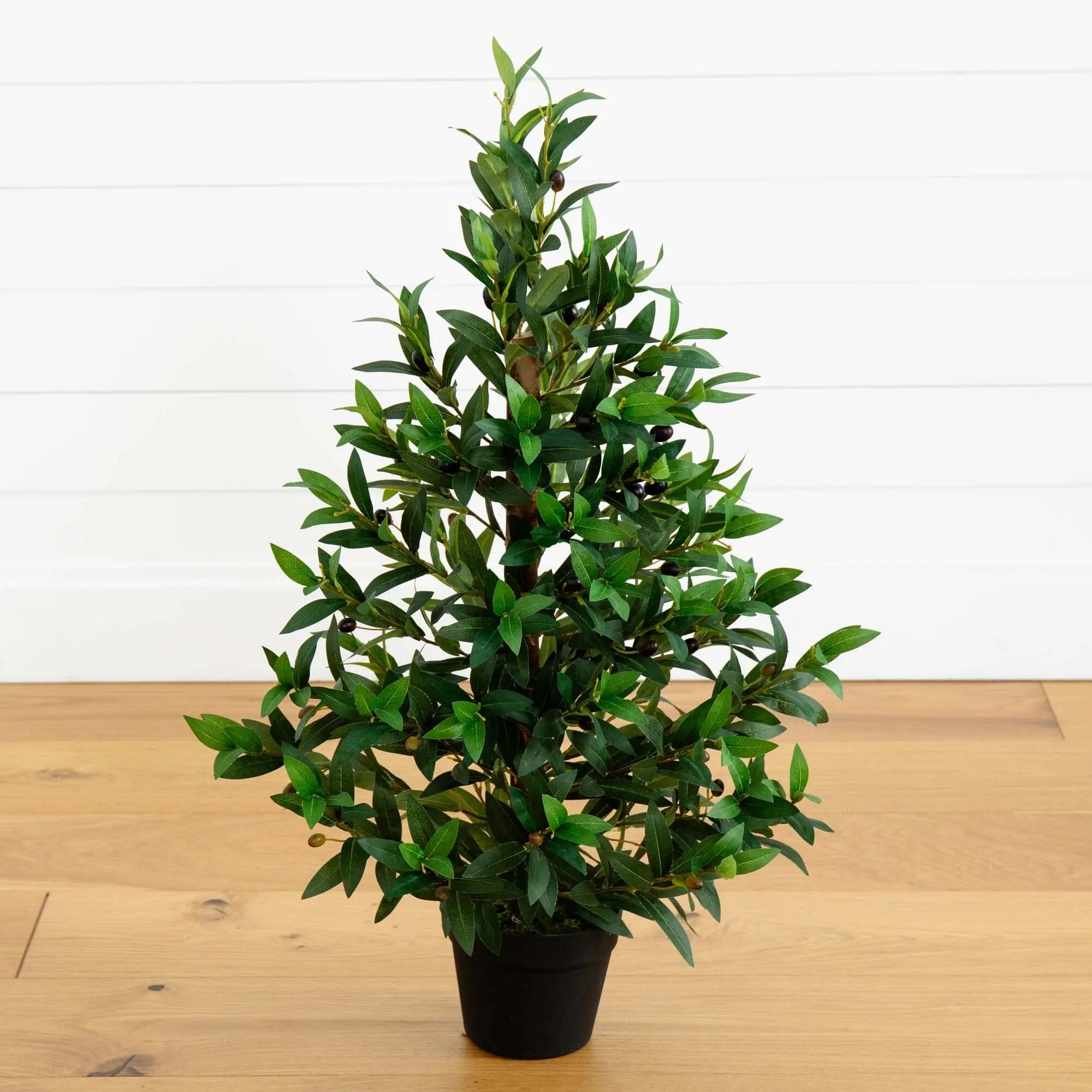 35 inches Cone Shape Synthetic Olive Tree Decor with Fresh Green Leaves - UV Resistant Indoor/Outdoor Plant Decor, Indoor Plants for Home & Garden Ornaments