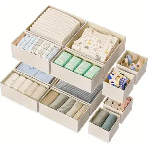 12 Pack Drawer Organizer for Clothes, Collapsible Deep Fabric Organizer with Zipper, Clothes Organiser Storage Box, for Diapers, Socks, Bras, Towels, Ties