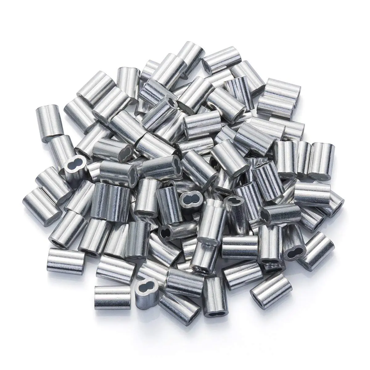 1/16" Aluminum Crimping Loop Sleeve 200 count,  Ferrule Wire Rope Sleeves Loops Sleeve