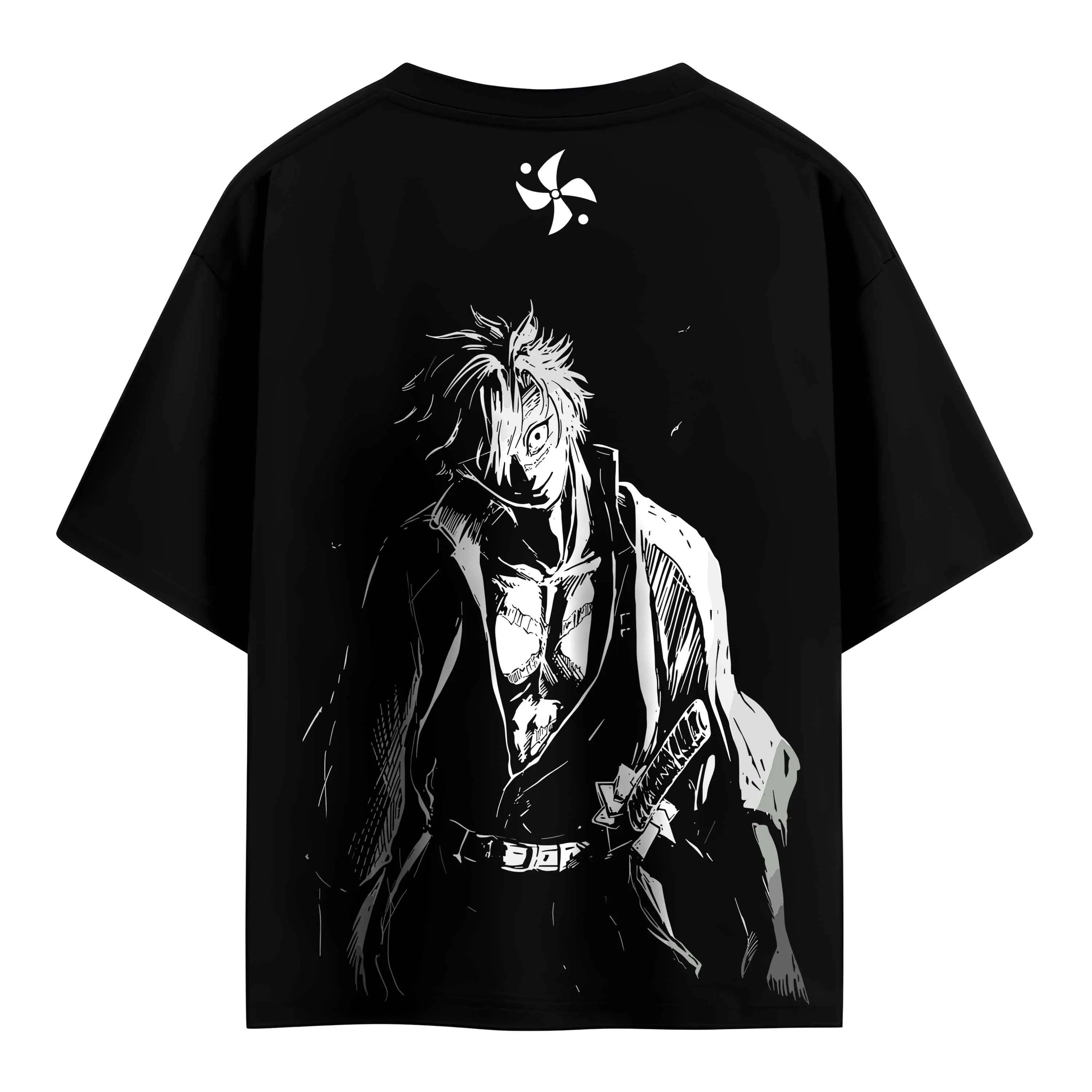 Women's Demon Slayer Shinazugawa Sanemi Cotton T-Shirt, All Seasons Crew Neck Short-Sleeve Vintage Anime Graphic Print Casual Top
