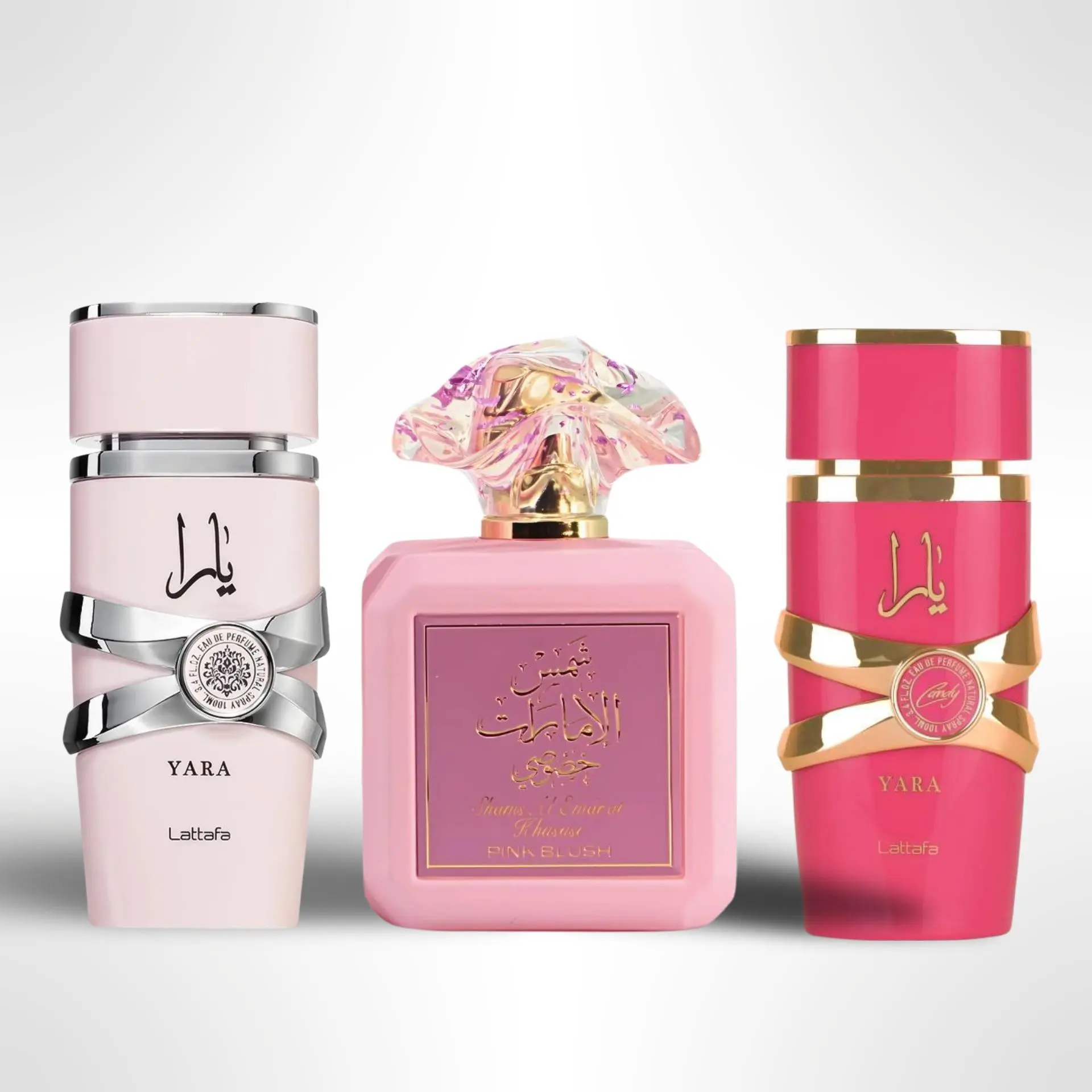 Yara Candy Fragrance, Shams Al Emarat Pink Blush Multi-Pack Fragrance Ensemble Set, Women's Perfume & Self Care Product