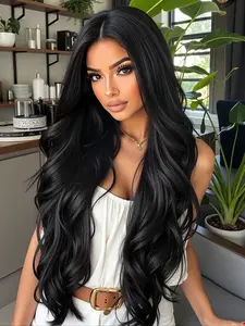 Natural Middle Part Long Bangs Wig, 28 Inch Curly Heat Resistant Wig, Machine Made Wig, Synthetic Material Wigs, Fashionable and Casual Wig for Daily Wear, Synthetic Curly Hair, Synthetic Fiber Wig