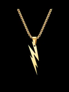 Lightning Shaped Pendant Necklace, Stainless Steel Jewelry for Party, Daily Clothing Decor, Trendy All-match & Exquisite Jewelry for Birthday Gift, Geometric Pendant