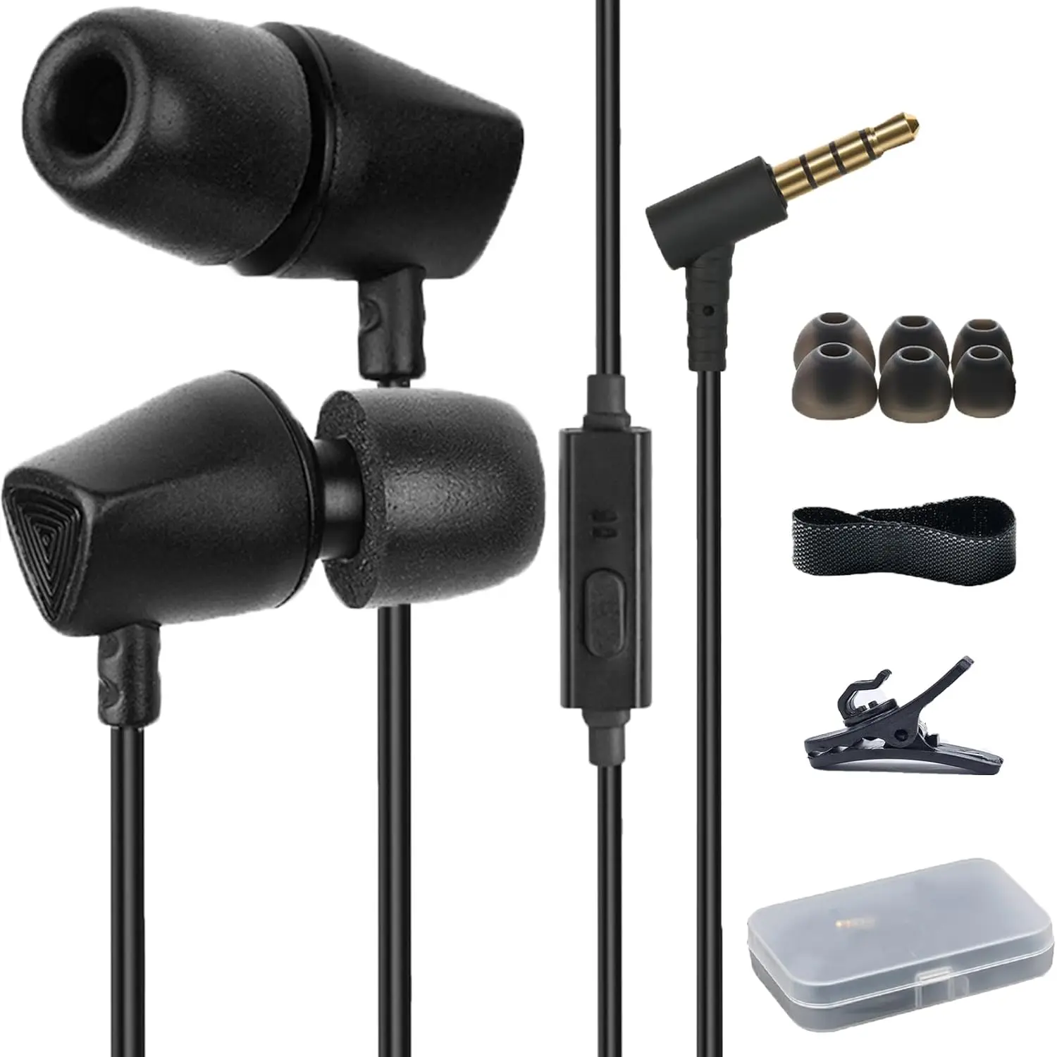 Wired Earbuds,in-Ear Headphone,Wired Earphones with Microphone, Ear Buds Wired Bass,Sweat Resistance for Workout Sport,Memory Foam,Noise Isolation,Tangle-Free Cord (Black)