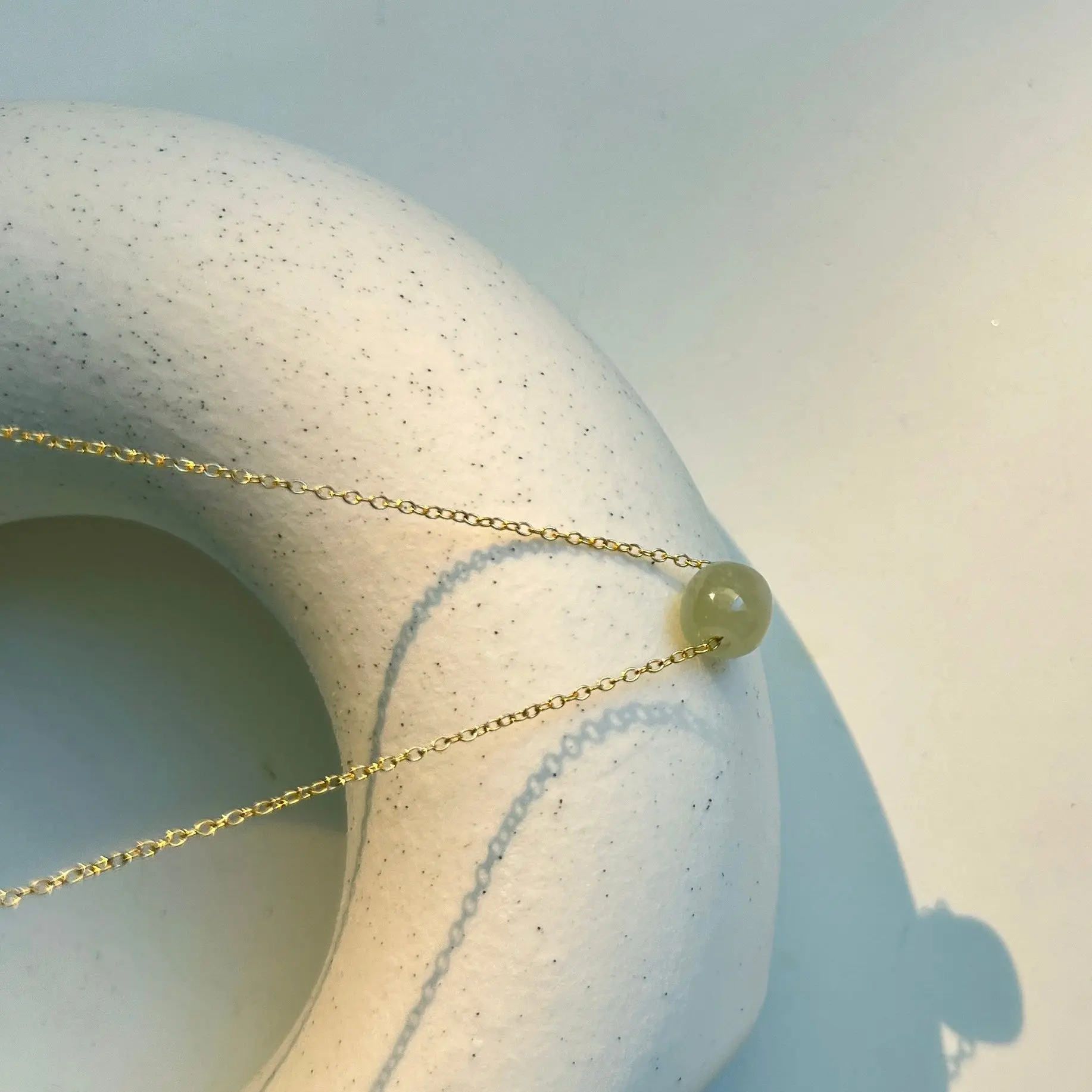 Genuine Hetian Jade Necklace, Dainty Natural Nephrite Beads