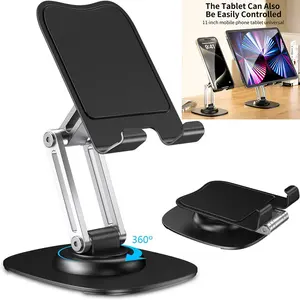 Foldable 360° Rotating Tablet Stand & Smartphone Holder for 4" to 10.2" Devices Compact Portable Hands-Free Accessory for Videos & Reading Universal Tablet Accessories Cellphone Folding Design Adjustable