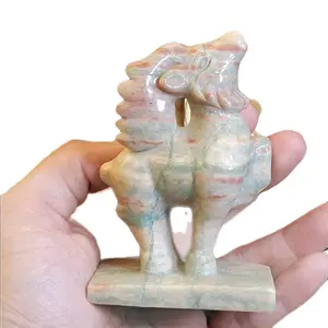 4in Rhodonite Crystal Reindeer Sculpture Home Ornament