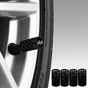 4pcs Suitable for kia car tire valve caps, carbon fiber modification, universal anti-theft valve core, leak-proof and air release cover