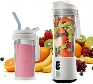 Portable Mini Blender (for Smoothies) — 600 ml Personal USB Rechargeable Juicer, 300 W Compact Blender for Smoothies, Baby Food, and Fresh Juice; Travel-Friendly Blender suitable for Gyms, Offices, Beaches, and Home Use.