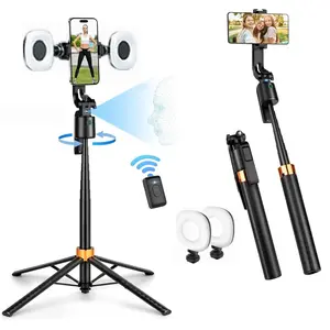 Smart Face Tracking Tripod with 2 Fill Lights, 360 Degree Rotating Selfie Stick Tripod, Automatic Face Tracking Mobile Phone Holder, Suitable for Vlogging and Live Streaming