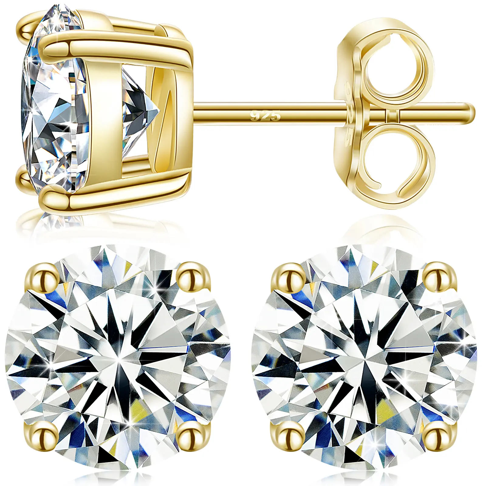 UCCIYO 925 Sterling Silver Synthetic Moissanite Stud Earrings For Women Men Unisex Fashion Simple Style Jewelry Daily Wedding Anniversary Birthday【#RE75】
