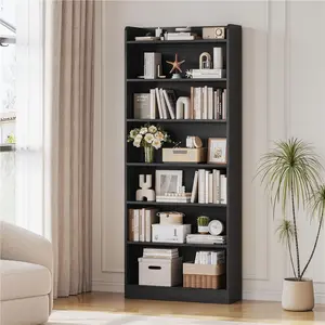 Costoffs Modern 7-Layer Open Shelf Bookshelf - Particle Board Office Furniture, Adjustable Shelf Tall Organizer Storage for Study & Home Office, Apartment Accessories