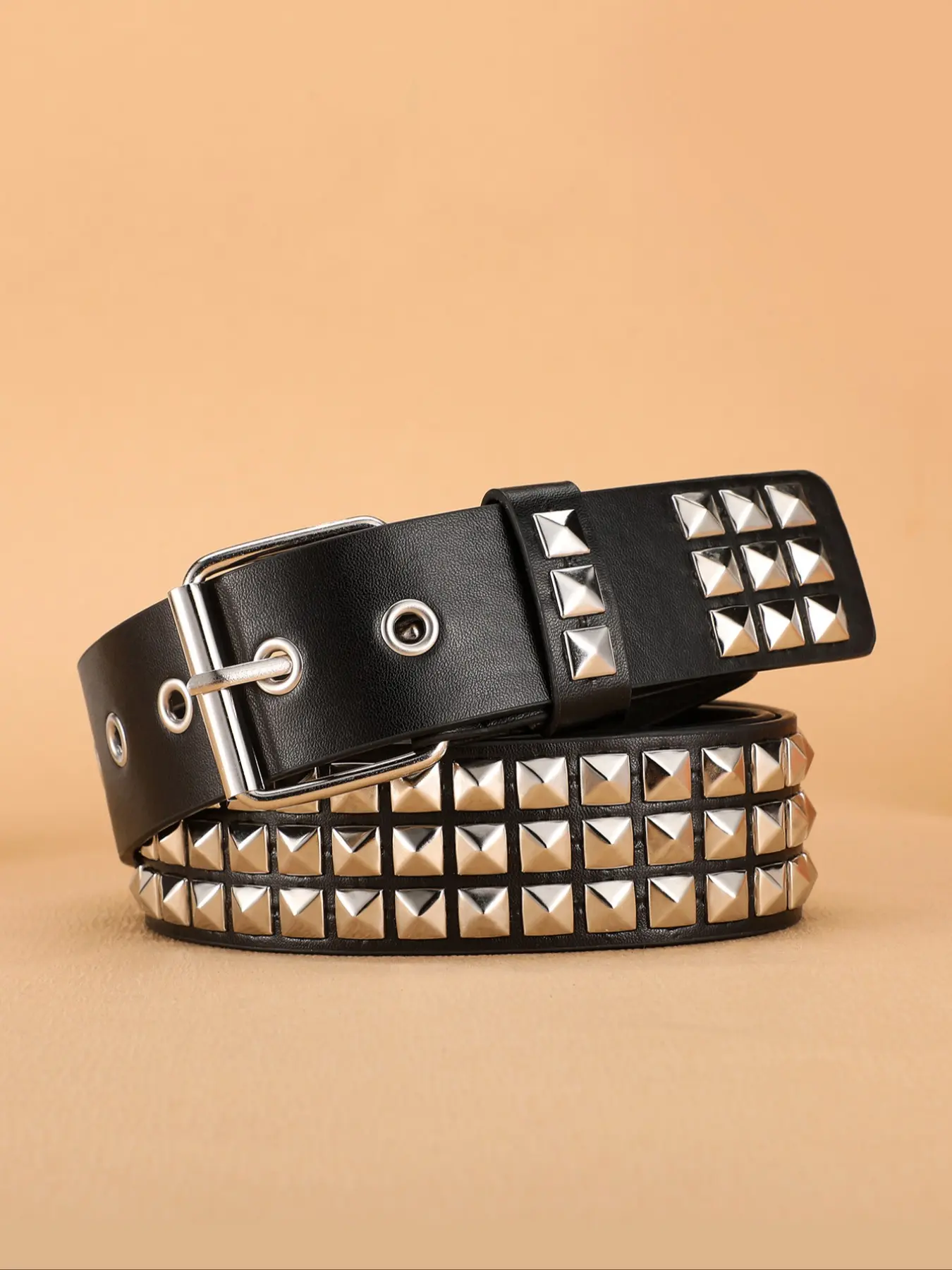 Trendy Rivet Studded Metal Gothic Belt with Buckle Heavy Metal Unisex Punk Nightclub Rock Style Jeans Waistband, Y2K Fashion Decoration Women's Belt