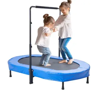 【Father's Day】VEVOR Kids Trampoline,  56x36 inch Indoor Outdoor Trampoline, Foldable Mini Trampoline with Handle, Rebounder Trampoline for Toddlers, Birthday Gift for 3+ Years Children, Boys Girls for Fun, Bule