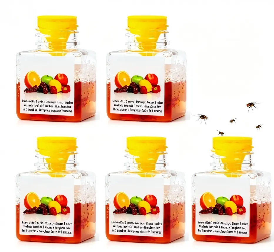 5 Pack Fruit Fly Traps for Indoors – Highly Effective Gnat & Fruit Fly Catcher for Kitchen, Home – Sticky Bug Trapper with Powerful Lure (Non-Toxic, Ready to Use)