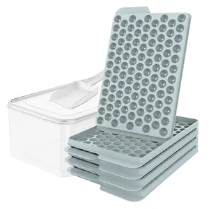 WIBIMEN Mini Ice Cube Trays | 104x4 PCS, Quick-Release | Includes Ice Bin & Scoop | Ideal for Drinks & Iced Coffee