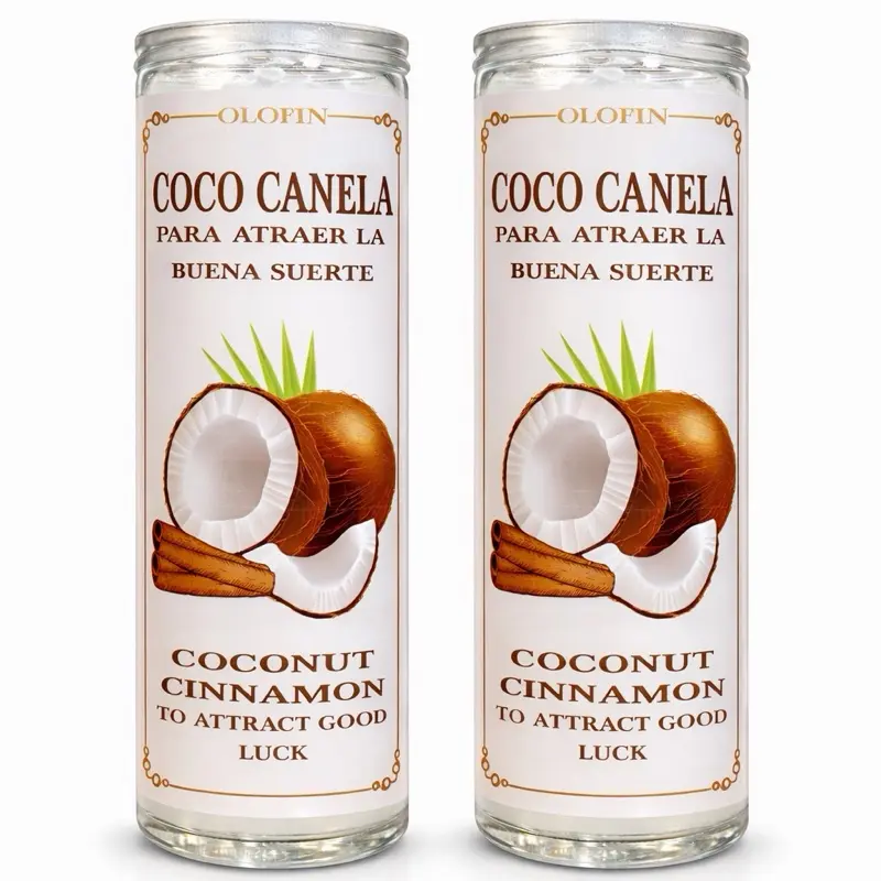 Coco Canela veladora preparada para atraer la buena suerte
