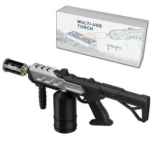 【DealsForYouDays】Propane Torch Gun Gifts for Men, Kitchen Torch Flamethrower with Adjustable Flame, Gas Welding Kits for Grill, BBQ, Searing Steak, Weeding, Camping & Charcoal Torch Lighter(Tank Not Included)