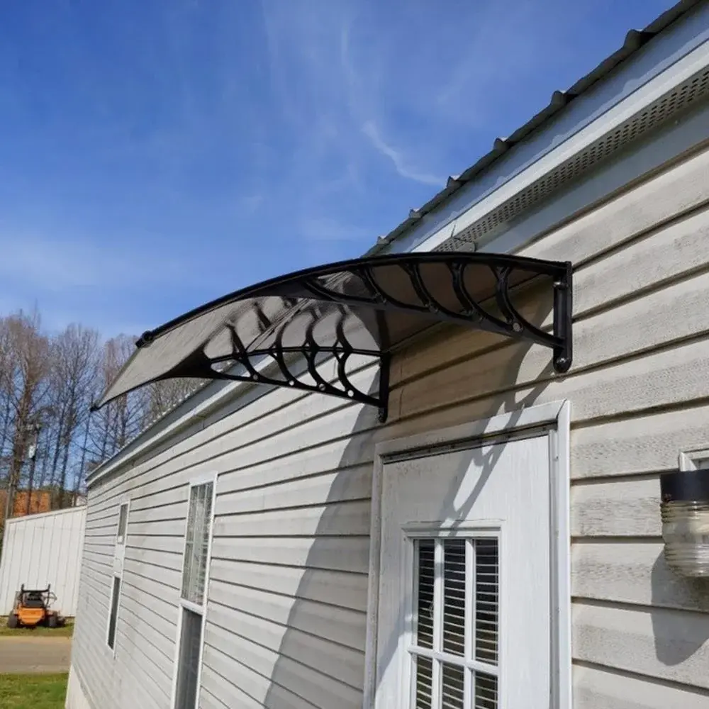 House Door Awning Window 40" x 40" Polycarbonate  with Black Bracket Overhead Cover | NEW
