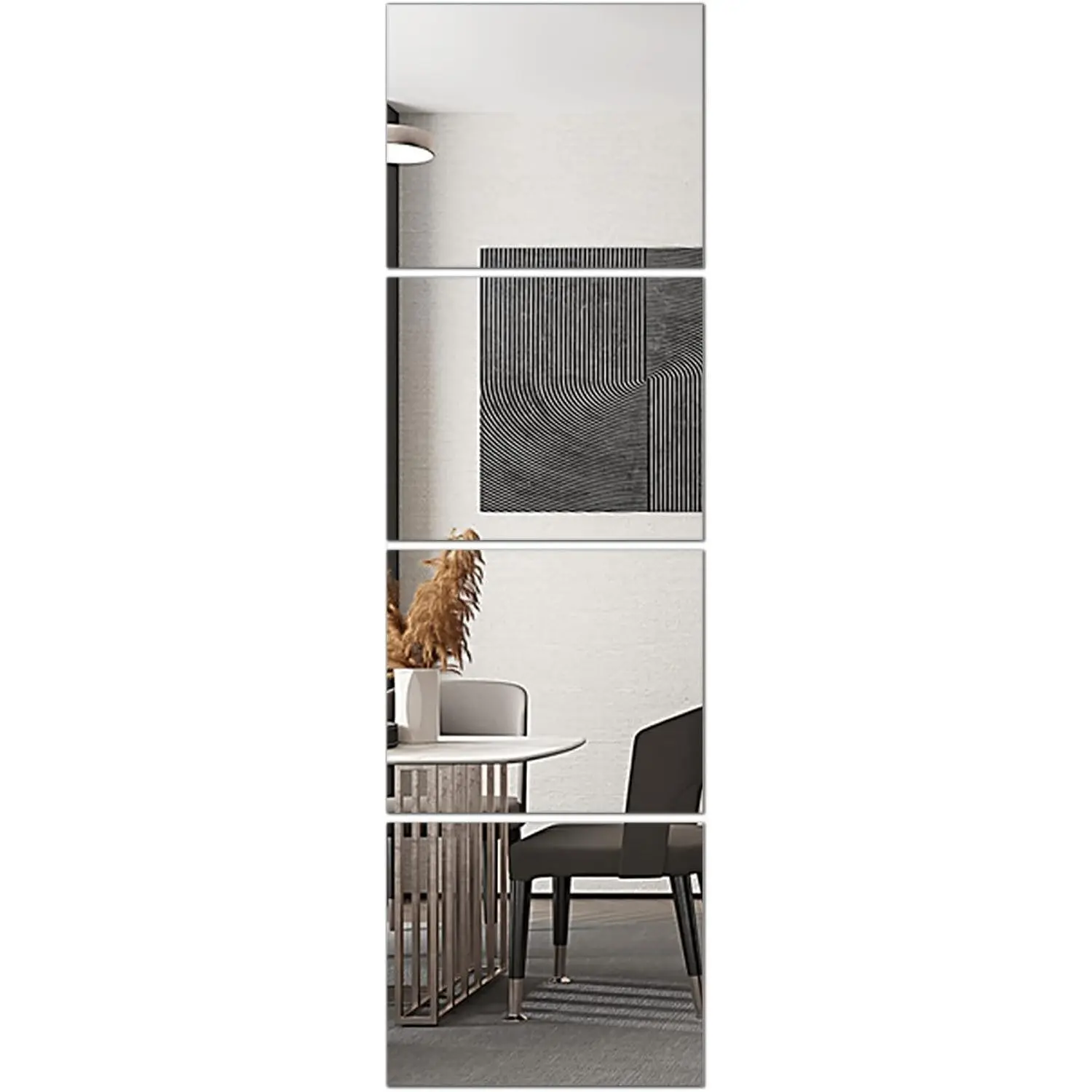 Glass Full Length Wall Mirror Tiles, 14'' x 12'' 4PCS