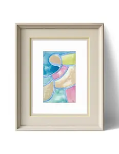 Original Abstract Watercolor Painting Fine Art Print, Size 5x7, Pink, Blue, Green, Abstract Artwork, Wall Decor