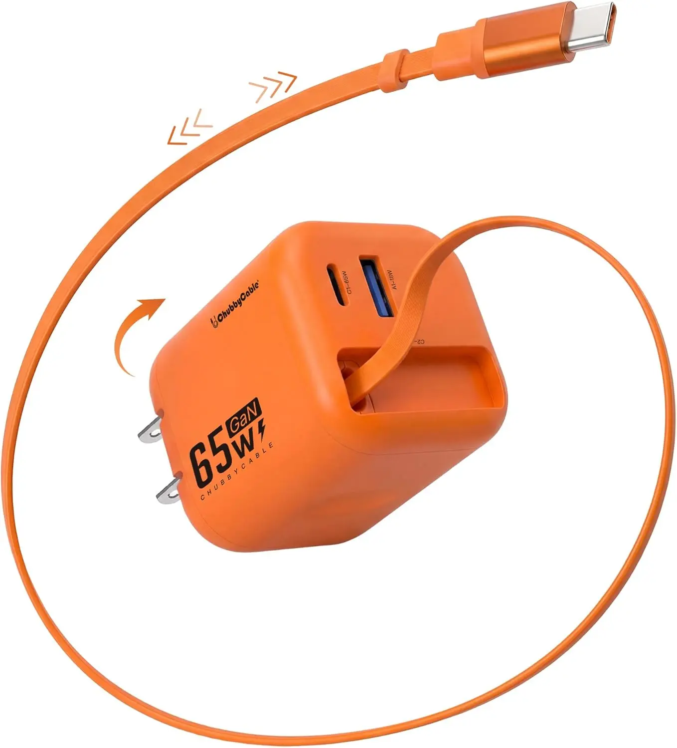 ChubbyCharge MagCore – 65W GaN Fast Charger with Built-In Retractable Magnetic Cable