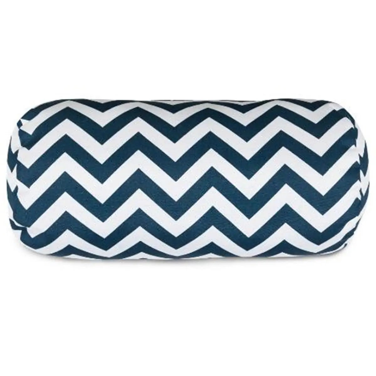 Majestic Home Navy Chevron Print Round Bolster Pillow - 18.5in L x 8in W x 8in H, Durable Outdoor-Treated Polyester Weave, Plush Fill, Fade-Resistant, for Indoor Use & Living Room Decor, Indoor/Outdoor