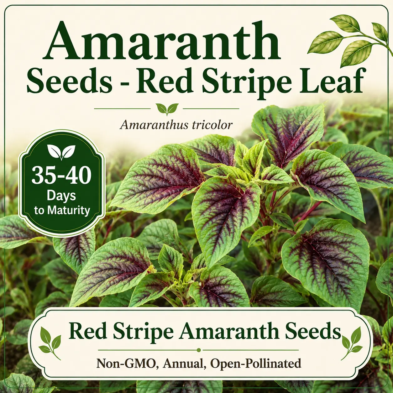 Red Stripe Leaf Amaranth Seeds Rau Dền Red Callaloo Heirloom Chinese Taiwan Variety Easy to Grow Fast Growing Summer Veggies by MAI'S FAMILY