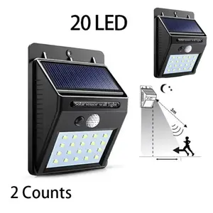2-Pack 20led Solar Wall Lights, Motion Sensor & Dimmable, Waterproof Outdoor Garden Decorative Spotlights, Patio Lanterns, Solar Security Lights, Waterproof Garden Lamp, Solar Landscape Lights