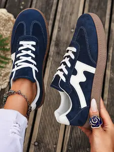 Women's Spring & Fall New Style Training Sneakers, Casual Low-Top Lace-Up Round Toe Shoes, Comfortable Breathable Retro Trainers, Fashionable Casual Sneakers