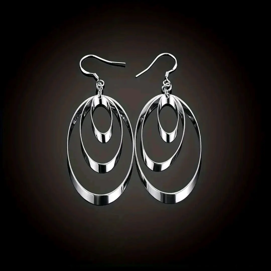 Sterling Silver Tripple Dangle Hoops - Women's Earrings