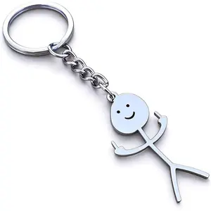 Stainless Steel Funny Doodle Middle Finger Pendant Keyring Trendy Long Distance Friendship Jewelry Gift for Men Women