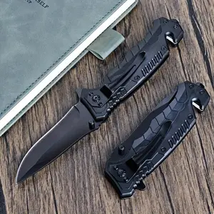 Multi-functional window-breaking emergency pocket knife - durable EDC folding knife + clamp. Perfect gift for outdoor camping and hunting enthusiasts.