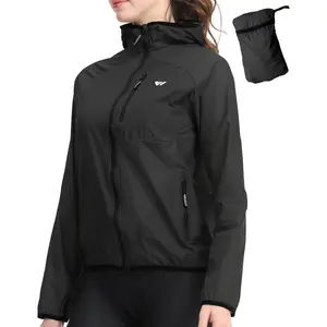 Wulibike Windbreaker Jacket Women Lightweight Rain Jacket Packable Reflective Hooded For Cycling,Hiking Outdoor Sports