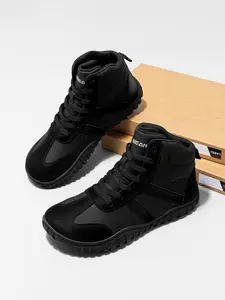 HOBIBEAR Women's PU Leather Wide Head Walking Shoes, Rubber Sole Short Boots, Casual Outdoor Boot, Casual Fashion Sneakers for All Seasons, Comfortable Daily Wear