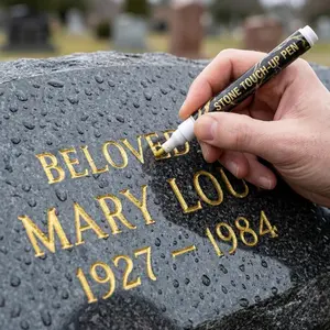 Tombstone Marker Pen, for Restoring Faded Grave Inscriptions, Waterproof Stone Touch-up Pen, Strong Coverage, Ideal for Gravestone Lettering and Memorial Inscriptions