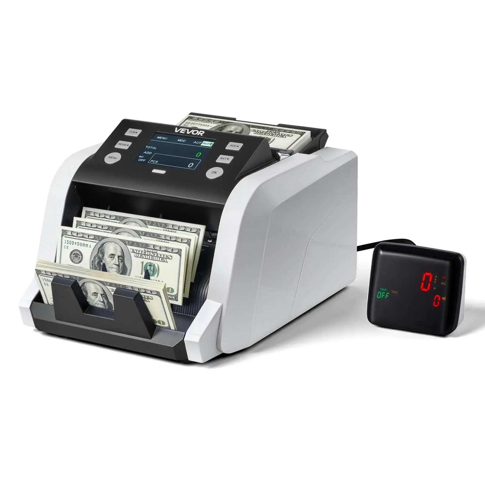 【Summerfinds】VEVOR Money Counter Machine,1200 Notes/MinuteCash Counter with Value CountUV/MG/IR/DD/DBL/HLF/CHN Counterfeit DetectionTFT DisplayMoney Counting Machine Mixed Denomination for Dollar and Euro
