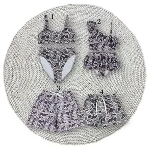 Women Dark Grey Camouflage 2pcs Bikini Swimsuits for Summer Beachwear Matching Family Men Trunks