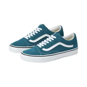 VANS Old Skool Blue Coral Low Top Lace-Up Shoes with Durable Suede Canvas Upper & Signature Rubber Waffle Outsoles