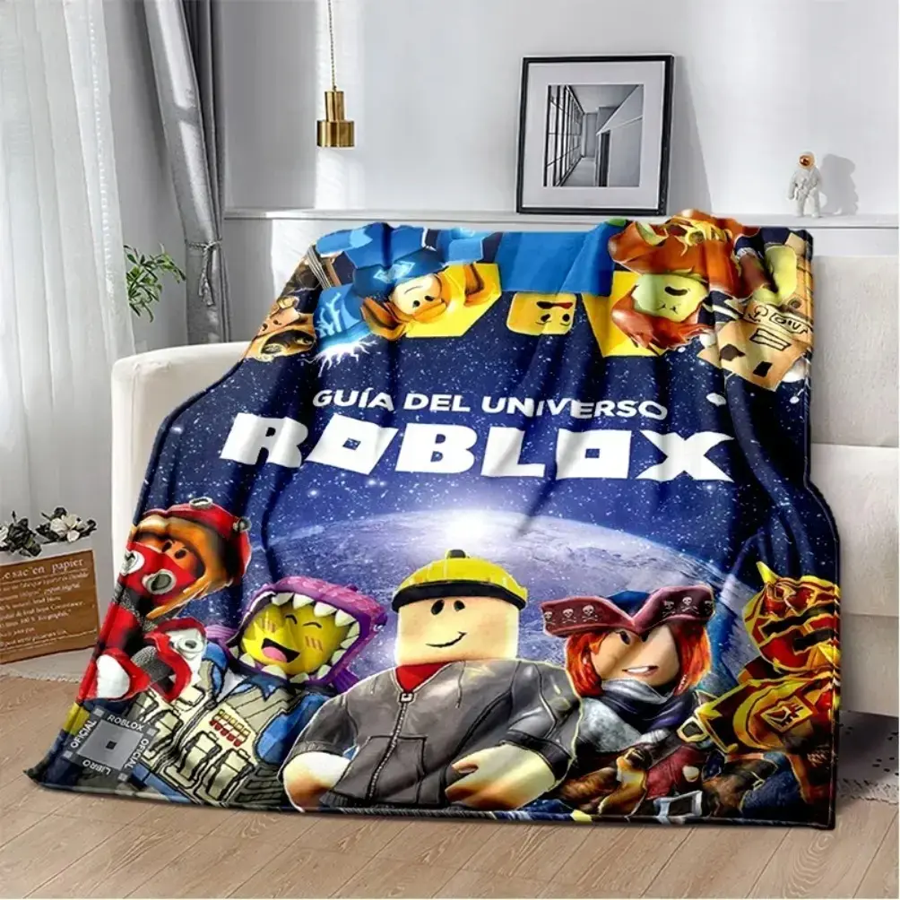 2026 New Style Roblox Inspired Cartoon Game Blanket Cute Gamer Throw Blanket Cozy Soft Flannel Blanket for Bed Sofa Couch Lightweight Breathable Kids Teens Gift Aesthetic Room Decor Comfortable Sleeping Blanket Birthday Christmas Gift Idea Viral Cozy