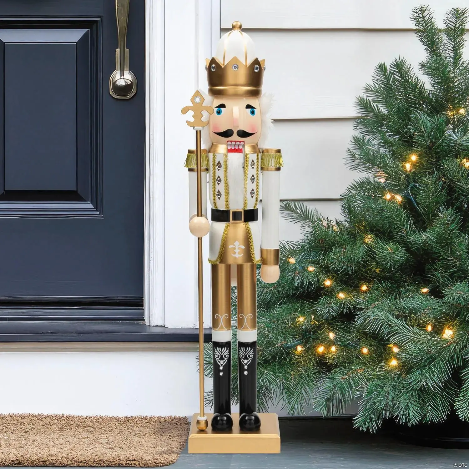 3 Ft. Large Classic Gold Wood Holiday Nutcracker with Scepter